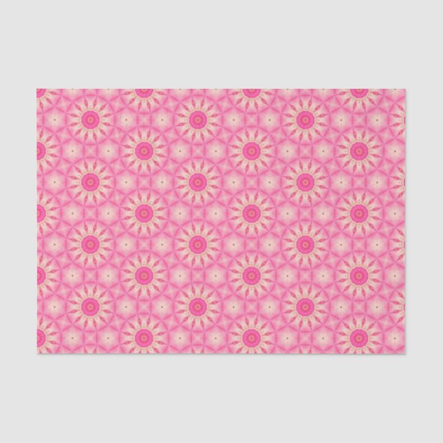 Papel De Seda Elegante Patrón Geométrico Rosa Caliente Moda Gira (Anverso)