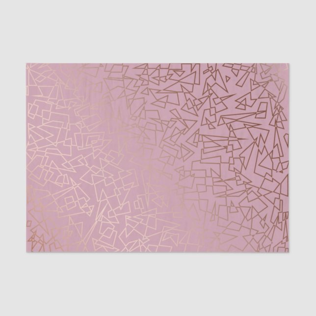 Papel De Seda Elegante patrón geométrico rosa dorado rosa (Anverso)