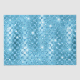 Papel De Seda Elegante patrón metálico de brillo azul a cuadros