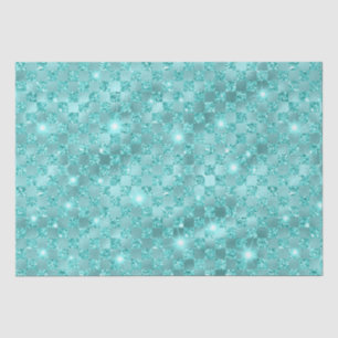 Papel De Seda Elegante patrón metálico de brillo azul a cuadros