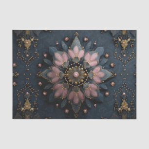Papel De Seda Elegante patrón ornato floral con acentos dorados
