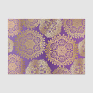 Papel De Seda Elegante patrón oro morado Mandala