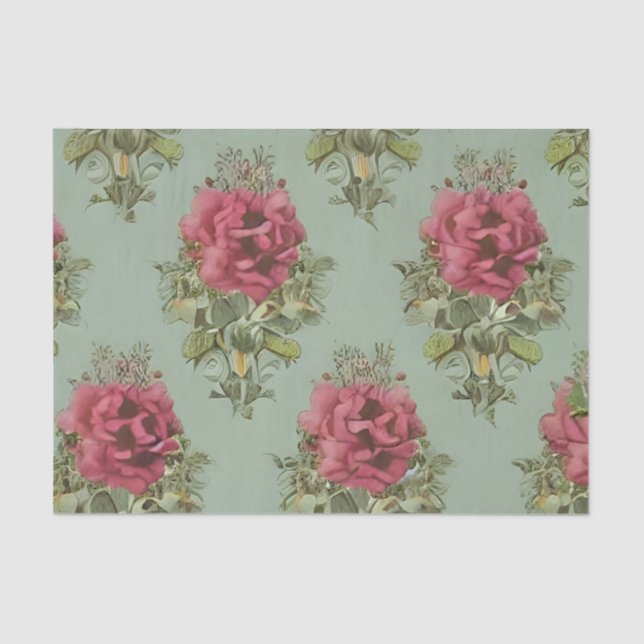 Papel De Seda Elegante Patrón Rojo Victoriano (Anverso)