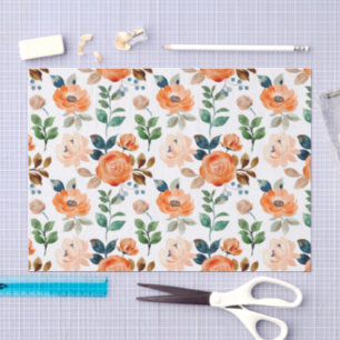 Papel De Seda Elegante patrón sin fisuras de flores de acuarela