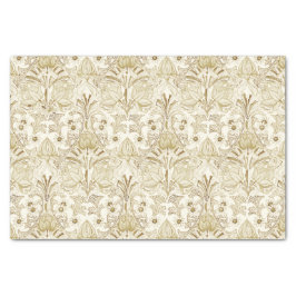 Papel De Seda Elegante patrón victoriano de flores beige