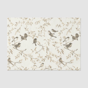 Papel De Seda Elegante patrón vintage de pájaro y rama