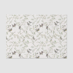 Papel De Seda Elegante patrón vintage de pájaro y rama