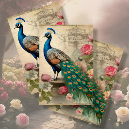 Papel De Seda Elegante Peacock Birdcage Floral Ephemera Decoupag