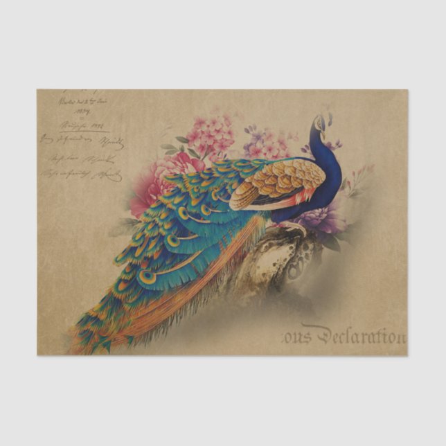 Papel De Seda Elegante Peacock Vintage (Anverso)