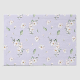 Papel De Seda Elegante Periwinkle Spring Watercolor Floral