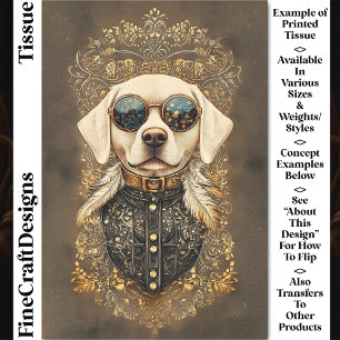 Papel De Seda Elegante perro Labrador, filigrana de oro CM3 deco