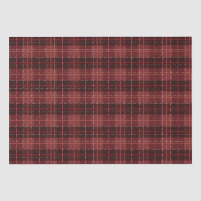 Papel De Seda Elegante Plaid Navideño Rojo y Negro (Anverso)