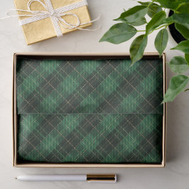 Papel De Seda Elegante Plaid Verde Navidad Fiesta