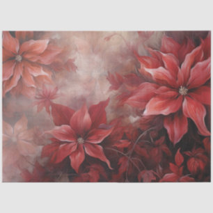 Papel De Seda Elegante poinsettia roja de Navidad para decoupage