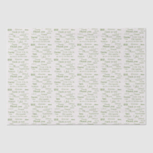 Papel De Seda Elegante políglota "Gracias" verde en la concha