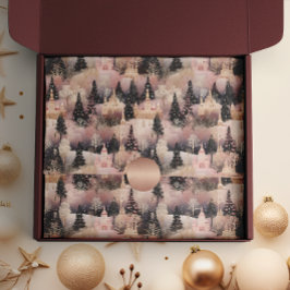 Papel De Seda Elegante pueblo de Navidades rosados y negros