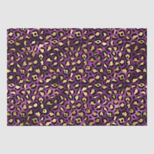 Papel De Seda Elegante púrpura y Relieve metalizado dorado Leopa