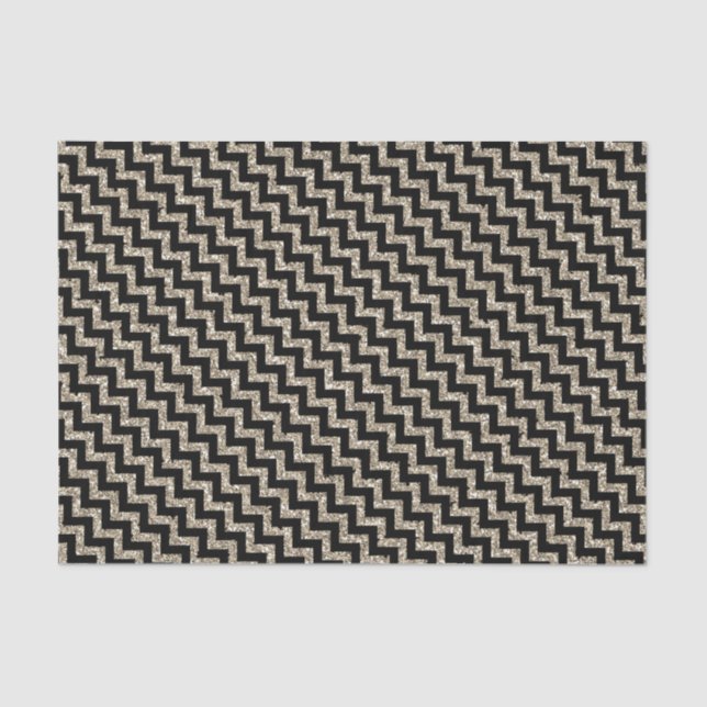 Papel De Seda Elegante Purpurina de oro plateado Chevron sobre n (Anverso)