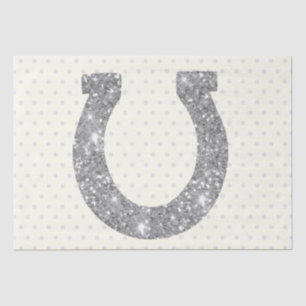 Papel De Seda Elegante Purpurina de Plata Glam Horseshoe