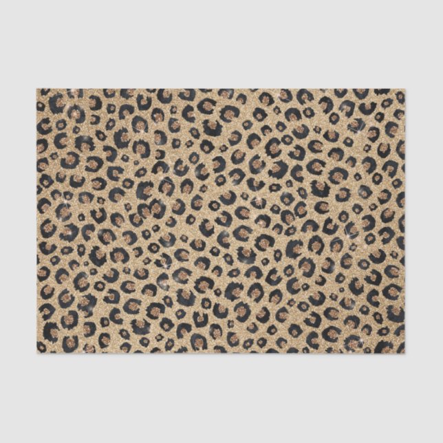 Papel De Seda Elegante Purpurina dorado Leopardo negro (Anverso)