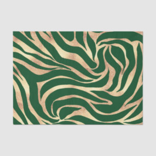 Papel De Seda Elegante Purpurina dorado Zebra Green Animal Print