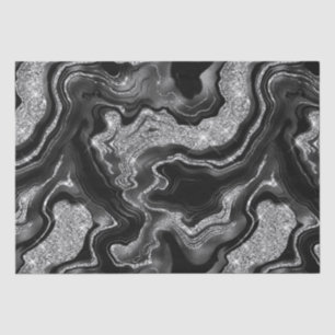 Papel De Seda Elegante Purpurina negro y plateado cumpleaños