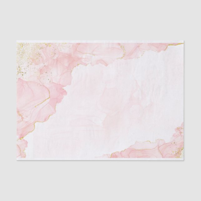 Papel De Seda Elegante Purpurina Rubor Rosa Gold Marble (Anverso)