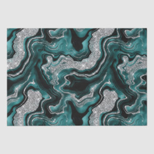 Papel De Seda Elegante Purpurina Verde azulado y plateado Agate 