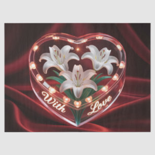 Papel De Seda Elegante ramo de lirios románticos en corazón ilum