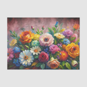 Papel De Seda Elegante ramo floral colorido decoupage