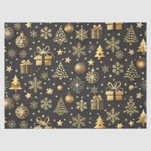 Papel De Seda Elegante regalo de Navidades negros y de oro