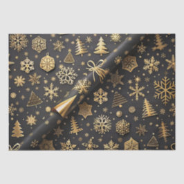 Papel De Seda Elegante regalo de Navidades negros y de oro