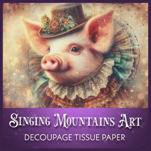 Papel De Seda Elegante retrato de cerdo de Steampunk