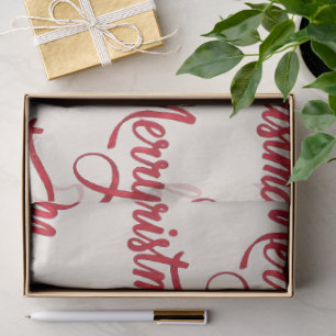 Papel De Seda Elegante Rojo Feliz Navidad Caligrafía Script