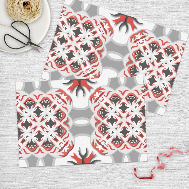 Papel De Seda Elegante rojo y negro con patrones simétricos (Subido por el creador)