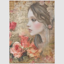 Papel De Seda Elegante Romántico Chica Floral Resumen Collage de