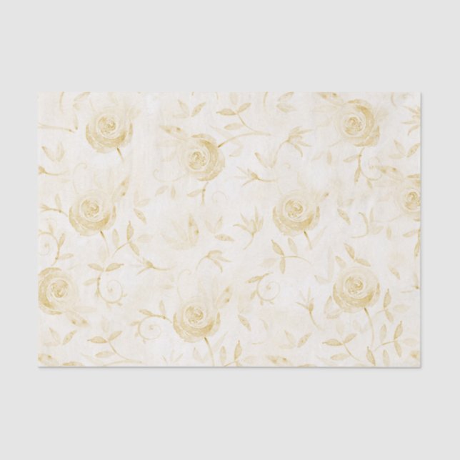 Papel De Seda Elegante Rosa Amarillo Patrón Floral (Anverso)