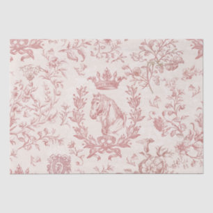 Papel De Seda Elegante Rosa de Moda Beige Ecuestre Floral Toile