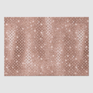 Papel De Seda Elegante Rosa Dorado Diamantes Brillo Metálico