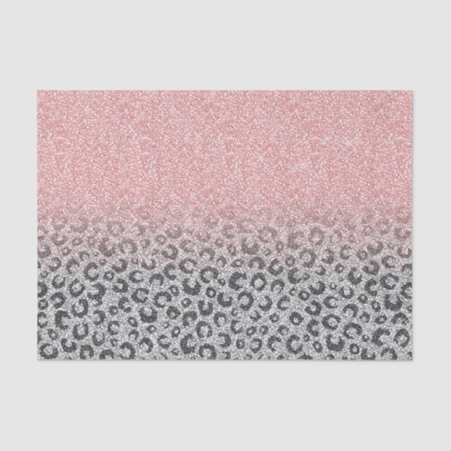 Papel De Seda Elegante Rosa dorado Purpurina Leopardo Imprimir (Anverso)
