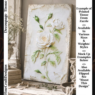 Papel De Seda Elegante Rosa Escultórica Cottagecore FN4R Decoupa