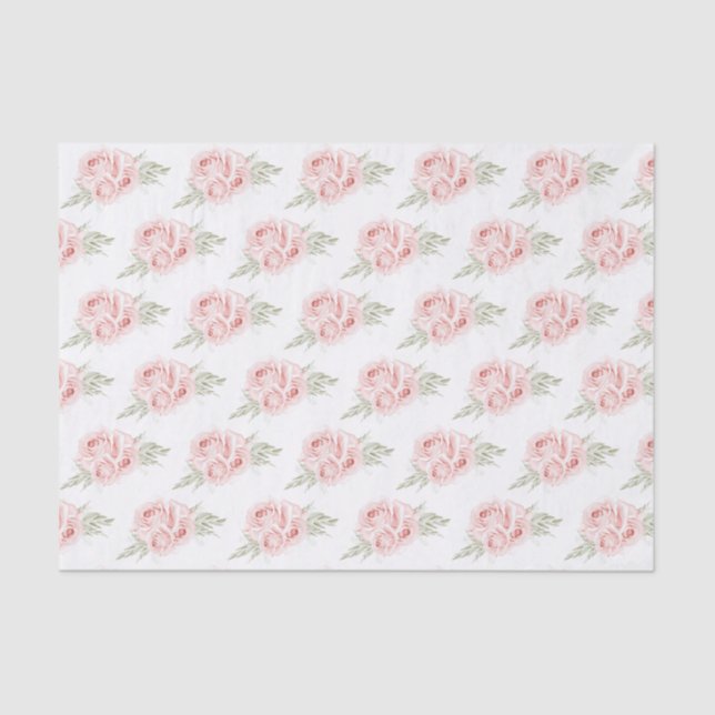 Papel De Seda Elegante Rosa Floral Rosado Desvanecido (Anverso)