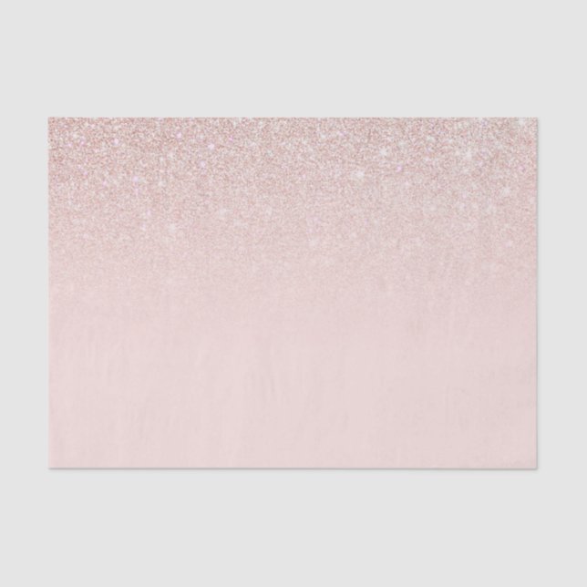 Papel De Seda Elegante Rosa  Oro Purpurina Rosa Ombre (Anverso)