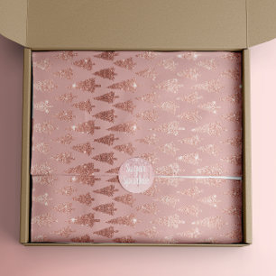 Papel De Seda Elegante rosa purpurina de oro + árboles de navida