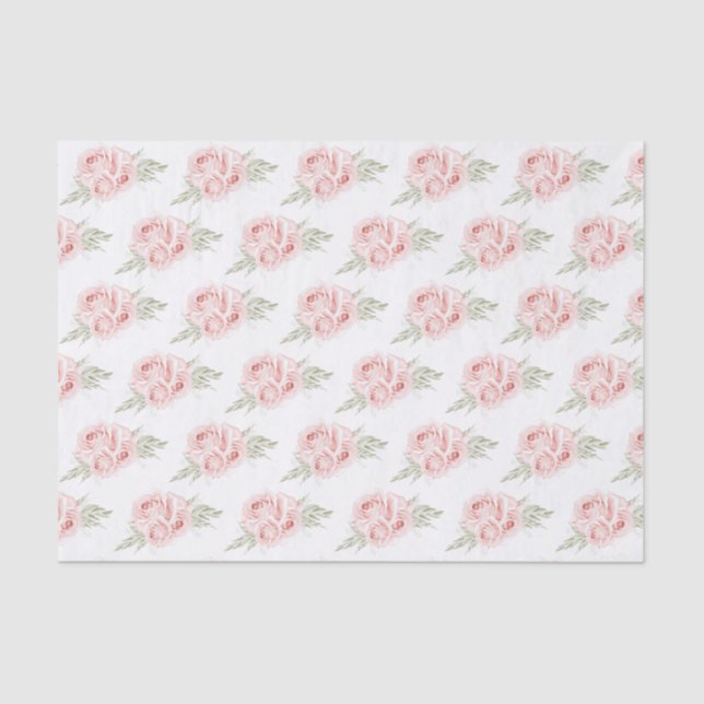 Papel De Seda Elegante Rosa Rubor Floral rosa (Anverso)