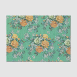 Papel De Seda Elegante Rosa Vintage Buquet floral botánico