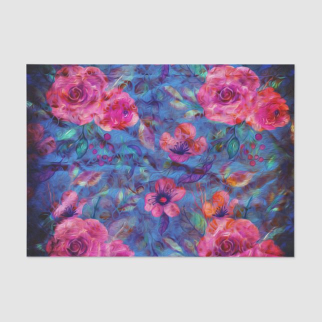 Papel De Seda Elegante Rosa violeta floral  (Anverso)