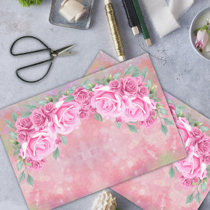 Papel De Seda Elegante Rosas Románticas Femeninas
