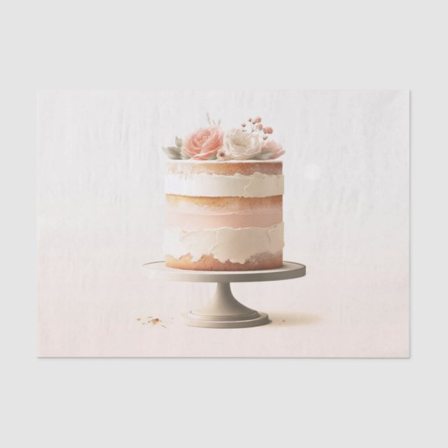 Papel De Seda Elegante Rubor Floral Boda Pastelería (Anverso)