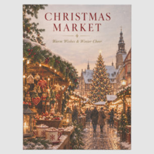 Papel De Seda Elegante saludo de Mercado de Navidad, Fiesta de i